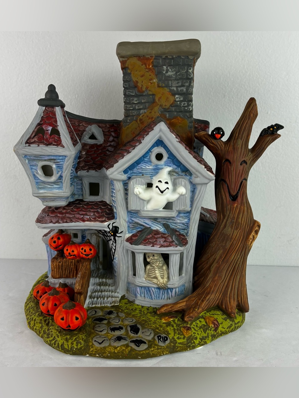 PartyLite Ghostly Tealight Ceramic Halloween House 2003 #P7862
